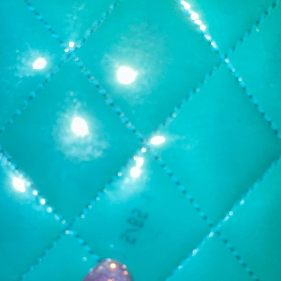 Chanel Quilted Patent Leather Zip Around Wallet Turquoise - Picture 12 of 14